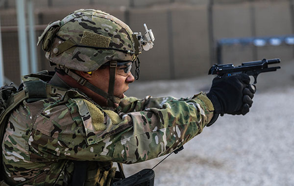 Army Ranger firing Beretta M9 pistol